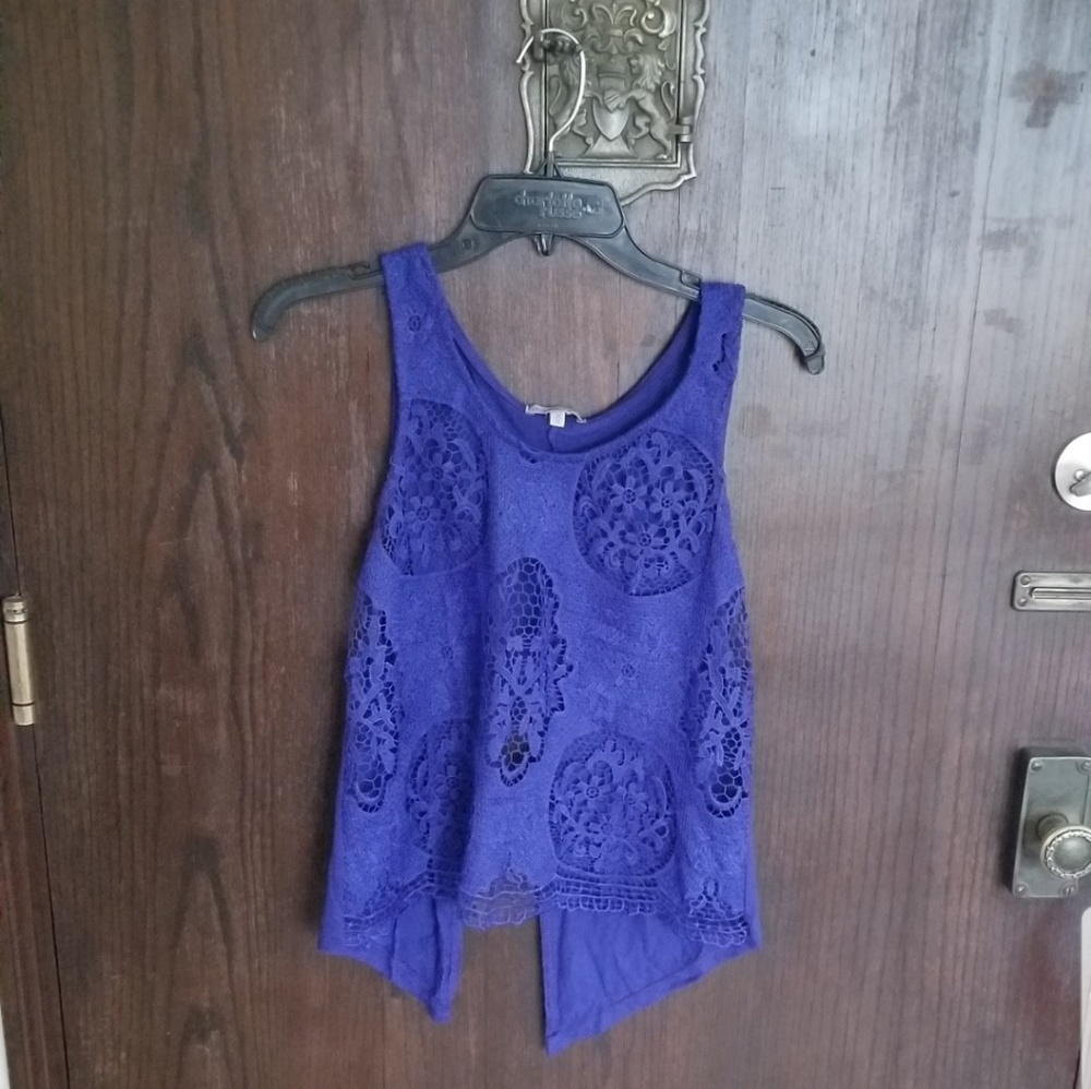 NWOT- Royal Blue Crochet Cropped Tank